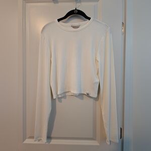 Calvin Klein Jeans White Long Sleeve Ribbed Slim Top Size L